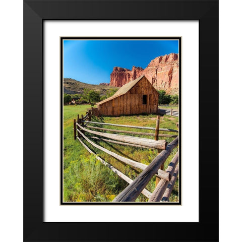 Utah Barn Black Modern Wood Framed Art Print with Double Matting by Oldford, Tim