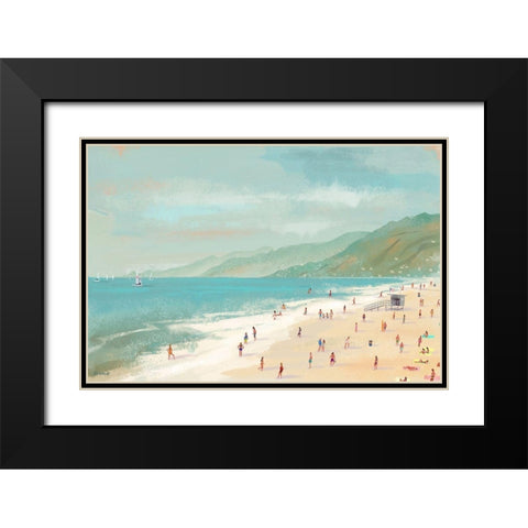 Santa Monica Beach Black Modern Wood Framed Art Print with Double Matting by Oswald, Pete