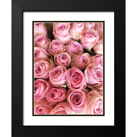 Paris Petals 3 Black Modern Wood Framed Art Print with Double Matting by Okula, Carina