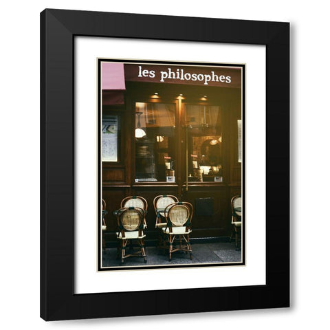 Les Philosophes Cafe Paris Black Modern Wood Framed Art Print with Double Matting by Okula, Carina