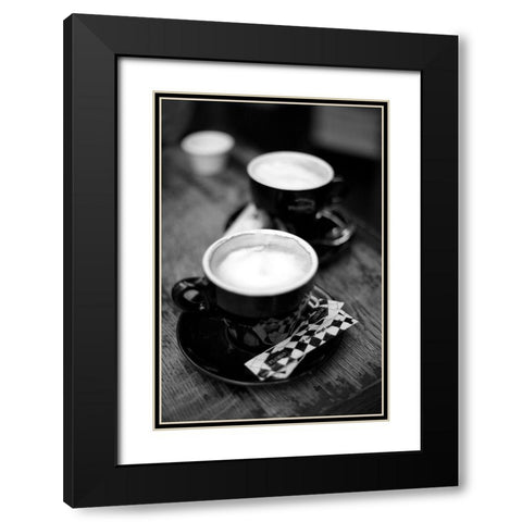 Paris Cafe No. 22 Black Modern Wood Framed Art Print with Double Matting by Okula, Carina