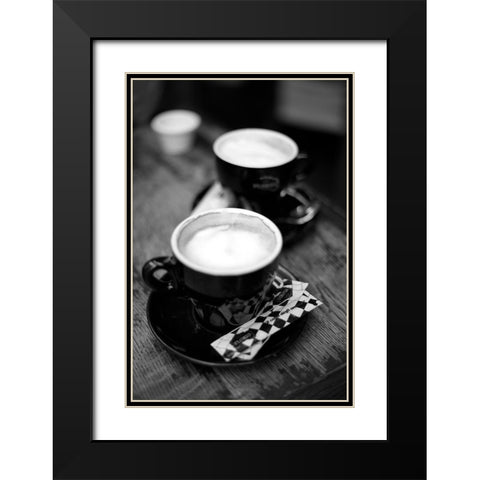 Paris Cafe No. 22 Black Modern Wood Framed Art Print with Double Matting by Okula, Carina