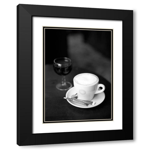 Paris Cafe No. 24 Black Modern Wood Framed Art Print with Double Matting by Okula, Carina