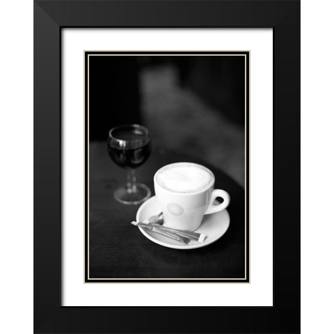 Paris Cafe No. 24 Black Modern Wood Framed Art Print with Double Matting by Okula, Carina