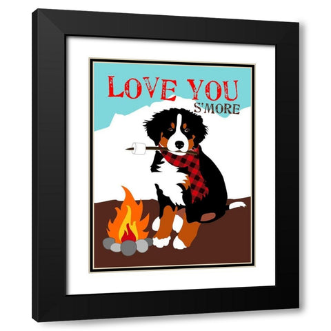 Bernese Mountain Dog - Love You SMore Black Modern Wood Framed Art Print with Double Matting by Oliphant, Ginger