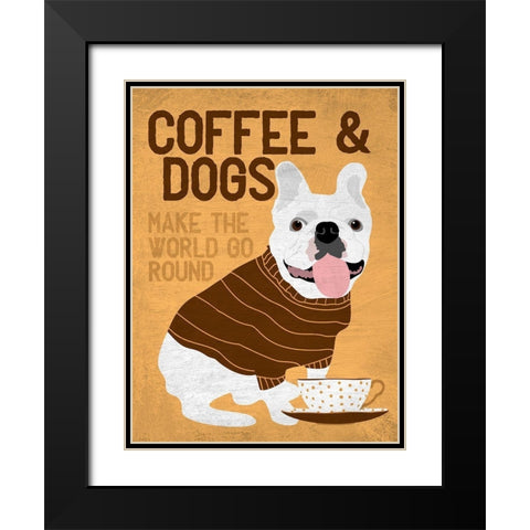 Coffee and Dogs French Bulldog Black Modern Wood Framed Art Print with Double Matting by Oliphant, Ginger