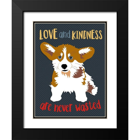 Corgi Love and Kindness Black Modern Wood Framed Art Print with Double Matting by Oliphant, Ginger