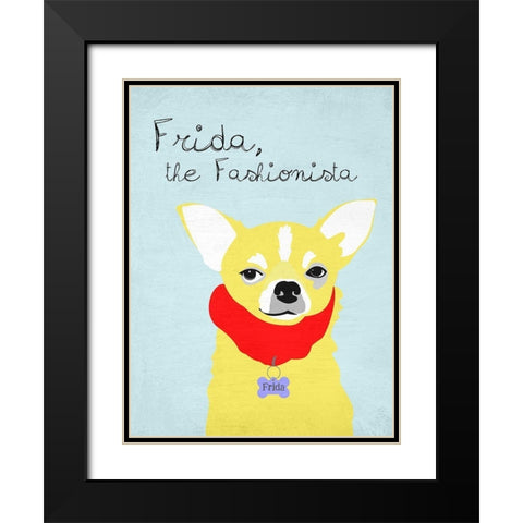 Frida the Fashionista Chihuahua Black Modern Wood Framed Art Print with Double Matting by Oliphant, Ginger
