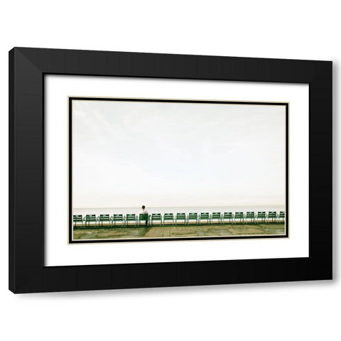 Beach Solitaire Black Modern Wood Framed Art Print with Double Matting by Okula, Carina