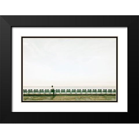 Beach Solitaire Black Modern Wood Framed Art Print with Double Matting by Okula, Carina