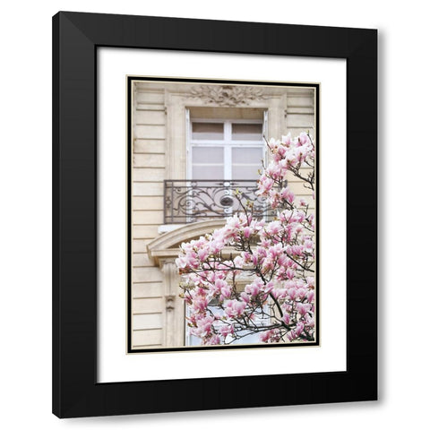 Spring Magnolias in Paris Black Modern Wood Framed Art Print with Double Matting by Okula, Carina