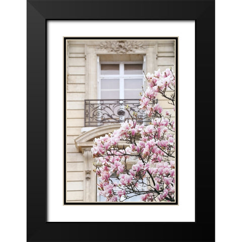 Spring Magnolias in Paris Black Modern Wood Framed Art Print with Double Matting by Okula, Carina