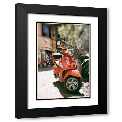 When in Rome Ride A Vespa Black Modern Wood Framed Art Print with Double Matting by Okula, Carina