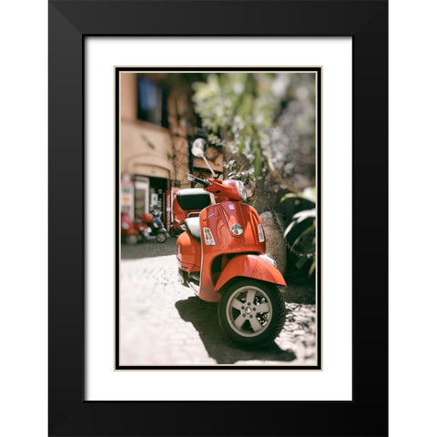 When in Rome Ride A Vespa Black Modern Wood Framed Art Print with Double Matting by Okula, Carina
