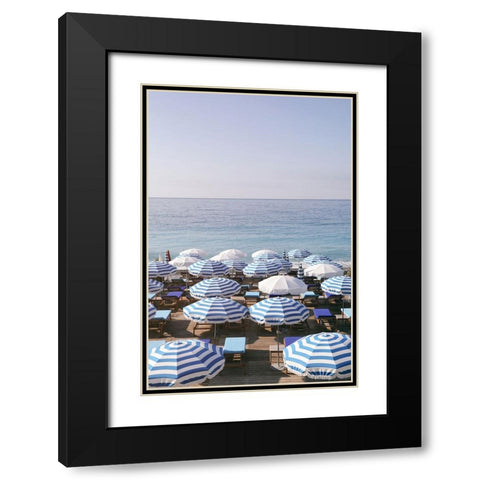 French Riviera Sea Stripes Black Modern Wood Framed Art Print with Double Matting by Okula, Carina