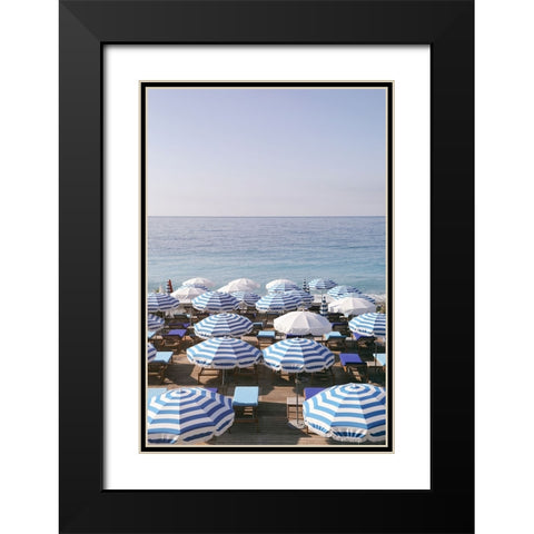 French Riviera Sea Stripes Black Modern Wood Framed Art Print with Double Matting by Okula, Carina