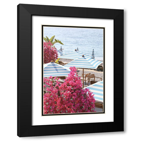 Pink White and Blue on The Riviera Black Modern Wood Framed Art Print with Double Matting by Okula, Carina