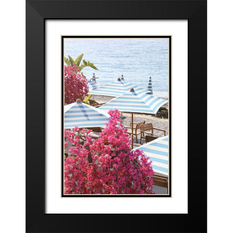 Pink White and Blue on The Riviera Black Modern Wood Framed Art Print with Double Matting by Okula, Carina