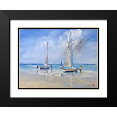 Aspendale Racers Black Modern Wood Framed Art Print with Double Matting by Penny, Craig Trewin