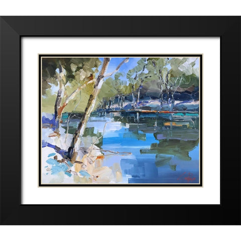 Bank on the Murray Black Modern Wood Framed Art Print with Double Matting by Penny, Craig Trewin