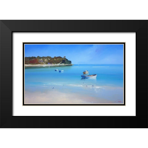 Low Tide Sorrento Black Modern Wood Framed Art Print with Double Matting by Penny, Craig Trewin