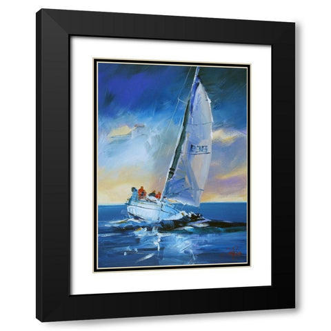 Night Sail Black Modern Wood Framed Art Print with Double Matting by Penny, Craig Trewin