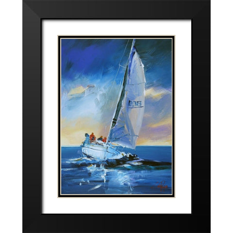Night Sail Black Modern Wood Framed Art Print with Double Matting by Penny, Craig Trewin