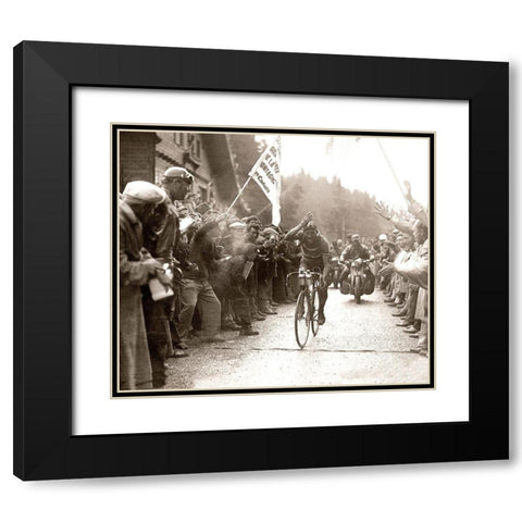 Bartali Wins Black Modern Wood Framed Art Print with Double Matting by E Sports Presse