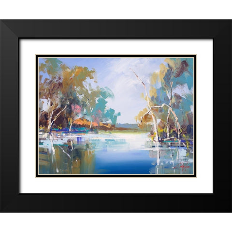 The Renmark Creek Black Modern Wood Framed Art Print with Double Matting by Penny, Craig Trewin