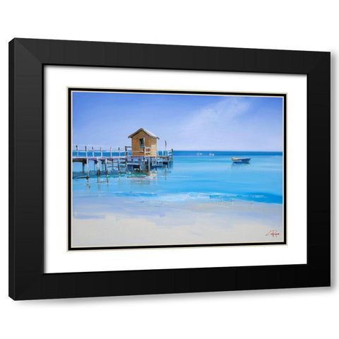 The Yellow Shed Black Modern Wood Framed Art Print with Double Matting by Penny, Craig Trewin