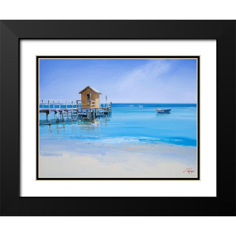 The Yellow Shed Black Modern Wood Framed Art Print with Double Matting by Penny, Craig Trewin