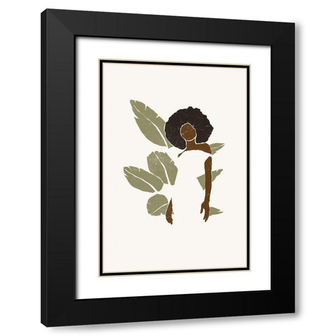 Boho Bird of Paradise Leaves I Black Modern Wood Framed Art Print with Double Matting by Pont, Yuyu