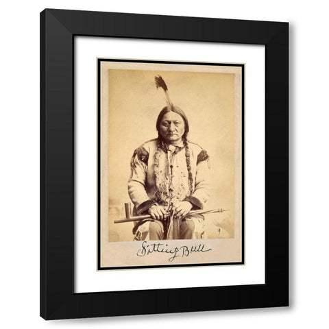 Sitting Bull - Lakota Sioux Tribe Chief-1884 Black Modern Wood Framed Art Print with Double Matting by Palmquist And Jurgens