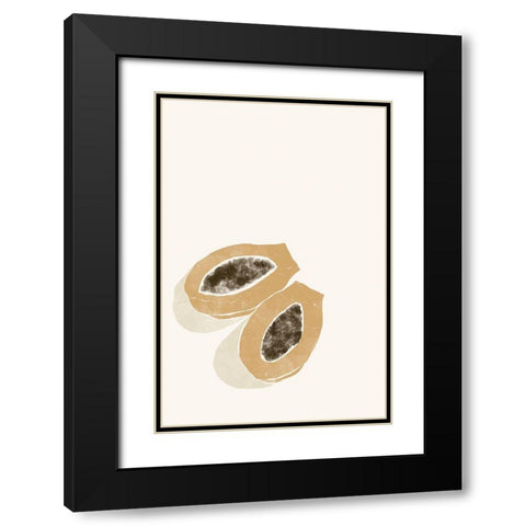 Tropical Papaya Black Modern Wood Framed Art Print with Double Matting by Pont, Yuyu