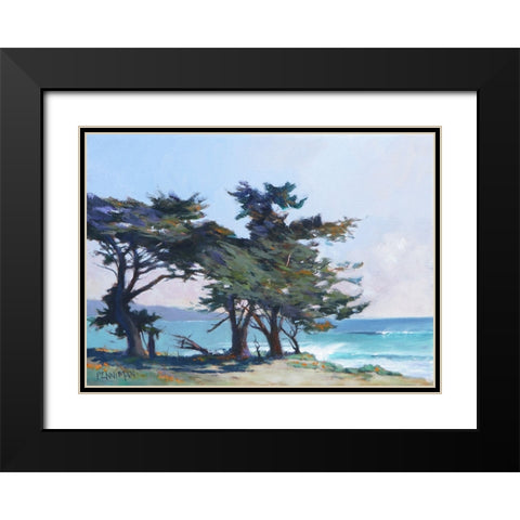 Lighthouse Field II Black Modern Wood Framed Art Print with Double Matting by Penniman, Ed