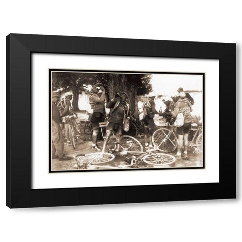 Drinkers Black Modern Wood Framed Art Print with Double Matting by E Sports Presse