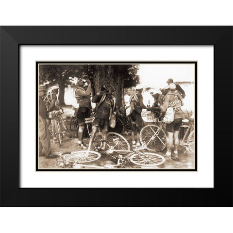 Drinkers Black Modern Wood Framed Art Print with Double Matting by E Sports Presse