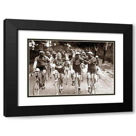 Smokers Black Modern Wood Framed Art Print with Double Matting by E Sports Presse