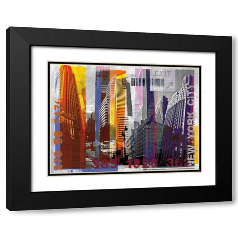 New York Sky Urban Black Modern Wood Framed Art Print with Double Matting by Pfrommer, Sven