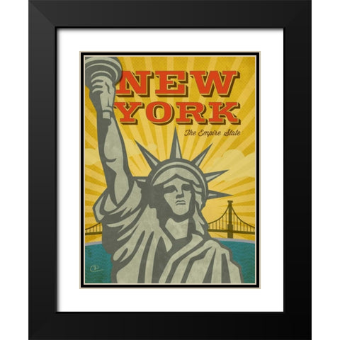 New York The Empire State Black Modern Wood Framed Art Print with Double Matting by Pulve, Renee