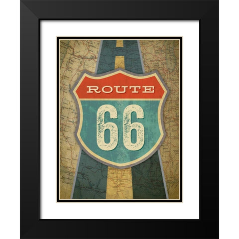 Route 66 Black Modern Wood Framed Art Print with Double Matting by Pulve, Renee