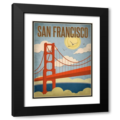 San Francisco Golden Gate Bridge Black Modern Wood Framed Art Print with Double Matting by Pulve, Renee