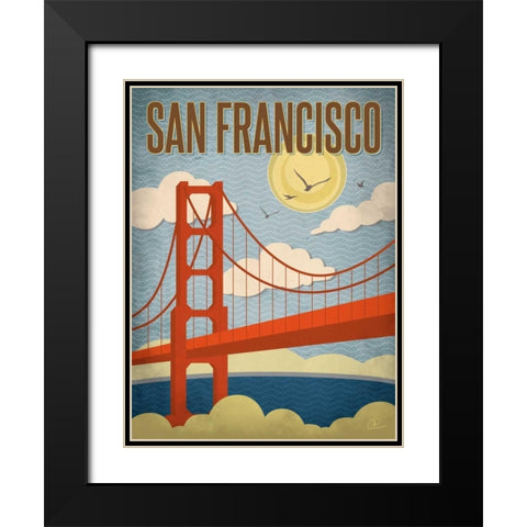 San Francisco Golden Gate Bridge Black Modern Wood Framed Art Print with Double Matting by Pulve, Renee