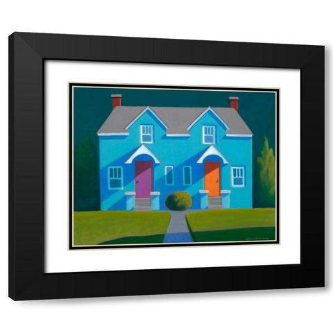 Blue House Black Modern Wood Framed Art Print with Double Matting by Pettigrew, Martha