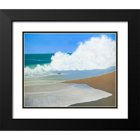 Red Pail in the Sand Black Modern Wood Framed Art Print with Double Matting by Pettigrew, Martha
