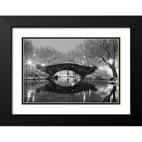 Bridge in Winter Black Modern Wood Framed Art Print with Double Matting by PhotoINC Studio