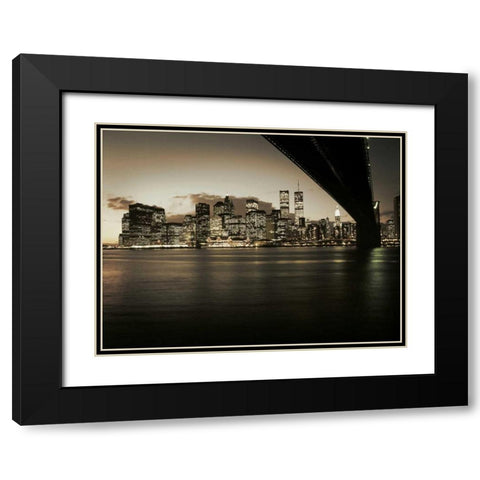 Brooklyn Bridge Black Modern Wood Framed Art Print with Double Matting by PhotoINC Studio