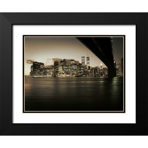 Brooklyn Bridge Black Modern Wood Framed Art Print with Double Matting by PhotoINC Studio