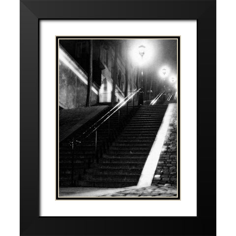 Montmartre Black Modern Wood Framed Art Print with Double Matting by PhotoINC Studio