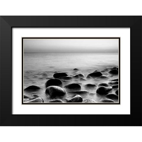Rocks in Mist 3 Black Modern Wood Framed Art Print with Double Matting by PhotoINC Studio